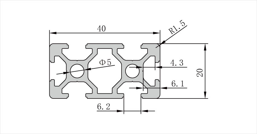 2040工業鋁型材CAD三維模型參數